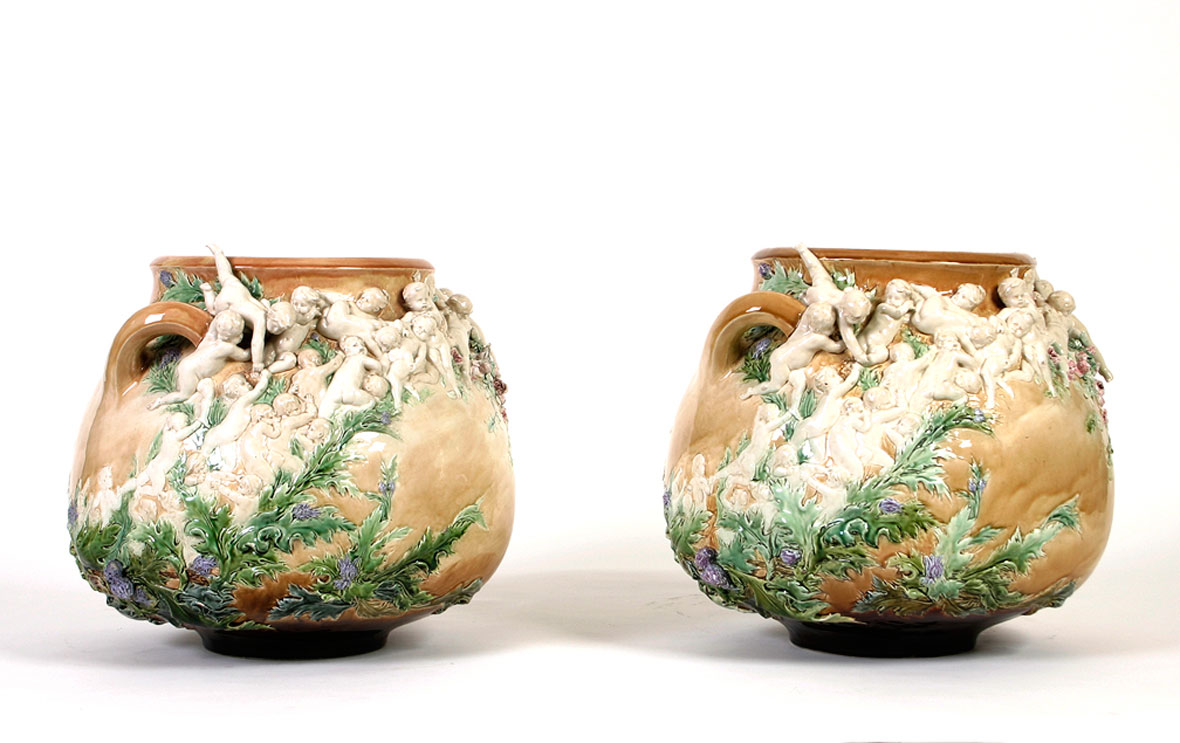 Pair of Ceramic Jardinieres by Carrier Belleuse